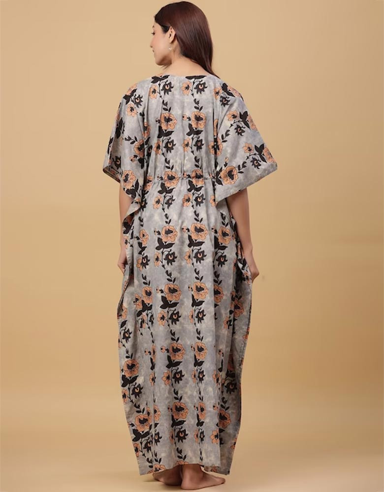 Floral Maternity Kaftan Maxi Pure Cotton Dress