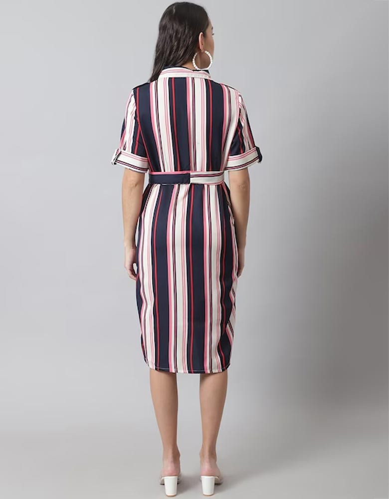 Striped Crepe Maternity Shirt Dress