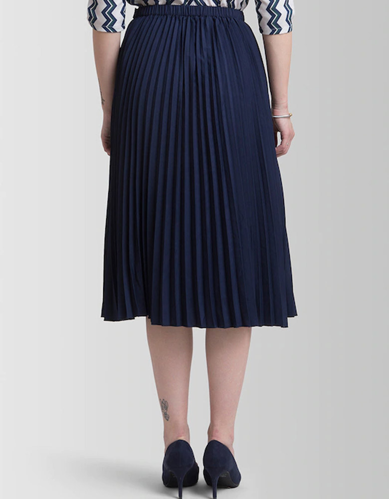 Navy Blue A-Line Knee-Length Skirt