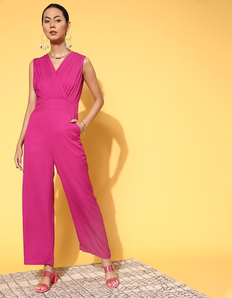 Women Bright Fuchsia Solid Joyful Jumpsuit