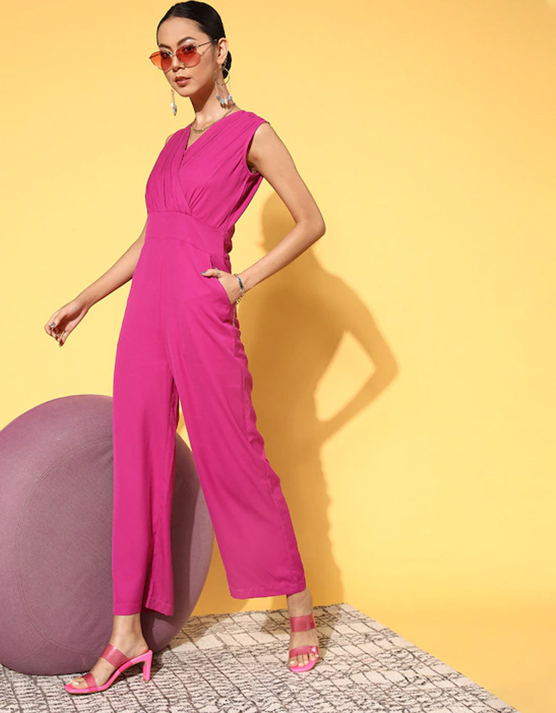 Women Bright Fuchsia Solid Joyful Jumpsuit