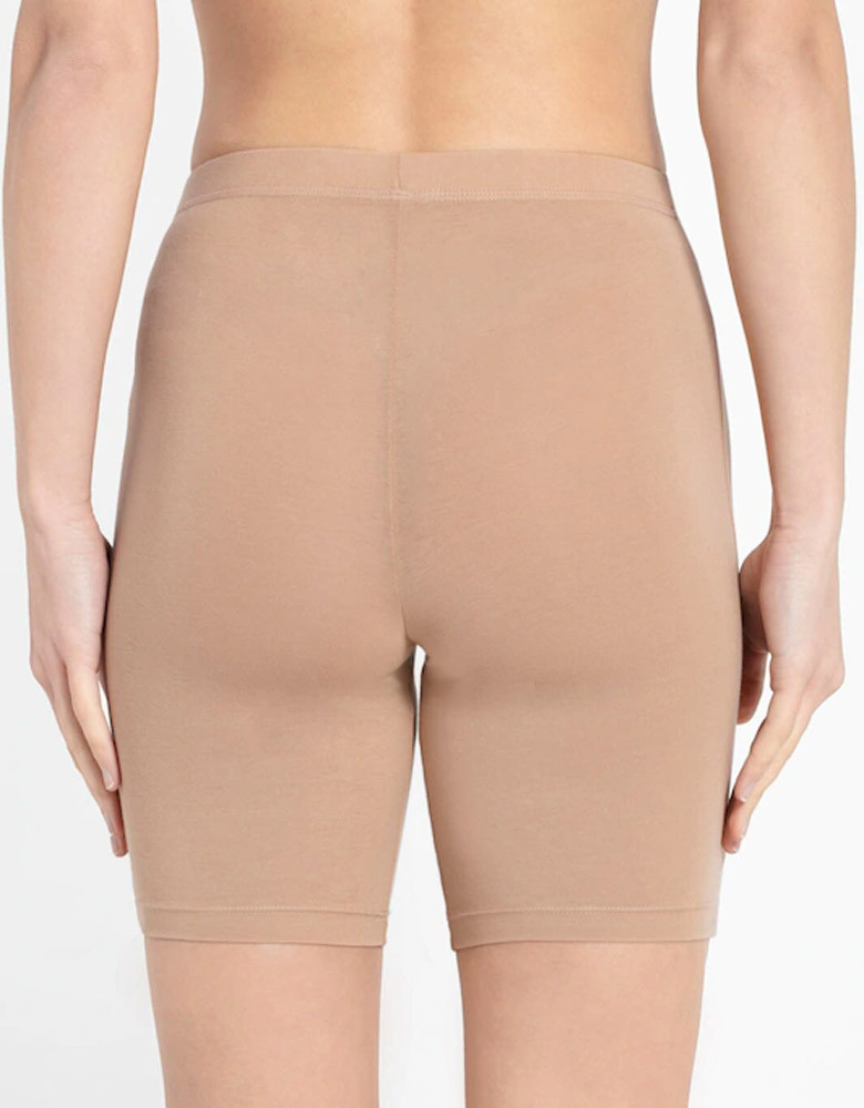 Women Beige Solid Mid- Rise Boy Shorts Briefs