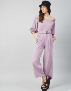 Women Lavender Solid Jumpsuit