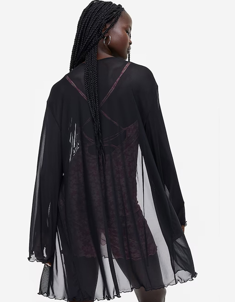 Women Tie-Detail Mesh Tunic