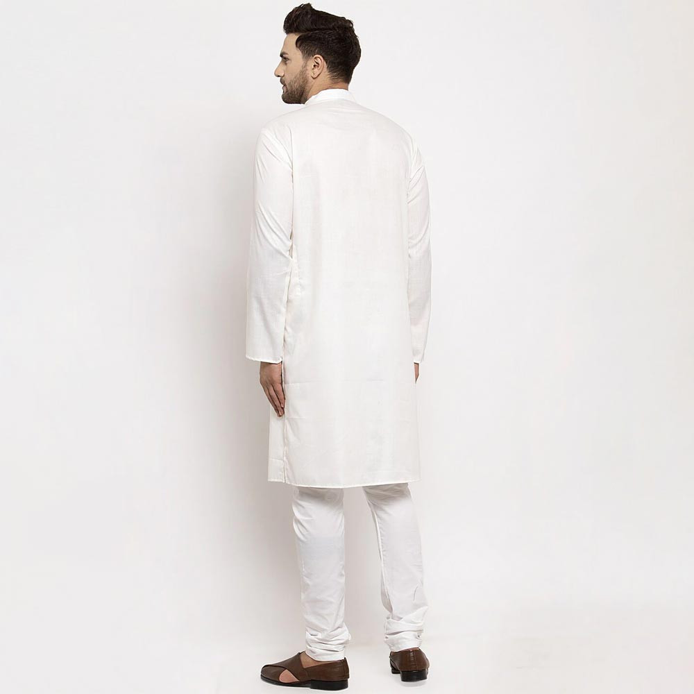 Men White Solid Kurta with Pyjamas