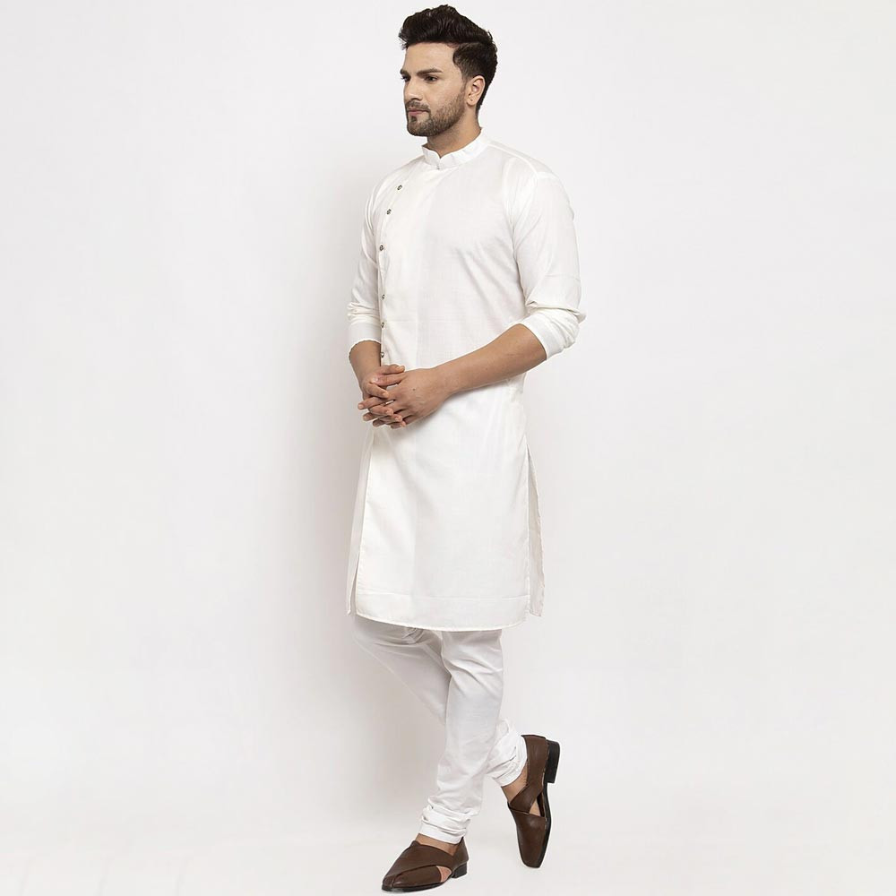 Men White Solid Kurta with Pyjamas