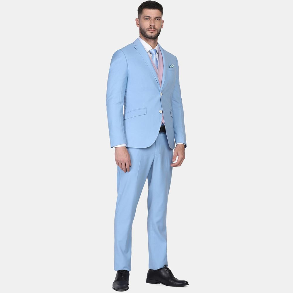 Men Solid Formal 3 Piece Suit