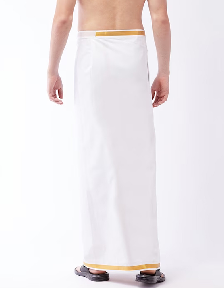 Men White Solid Cotton Dhoti