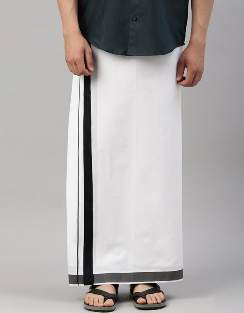 Men White Pure Cotton Dhoti