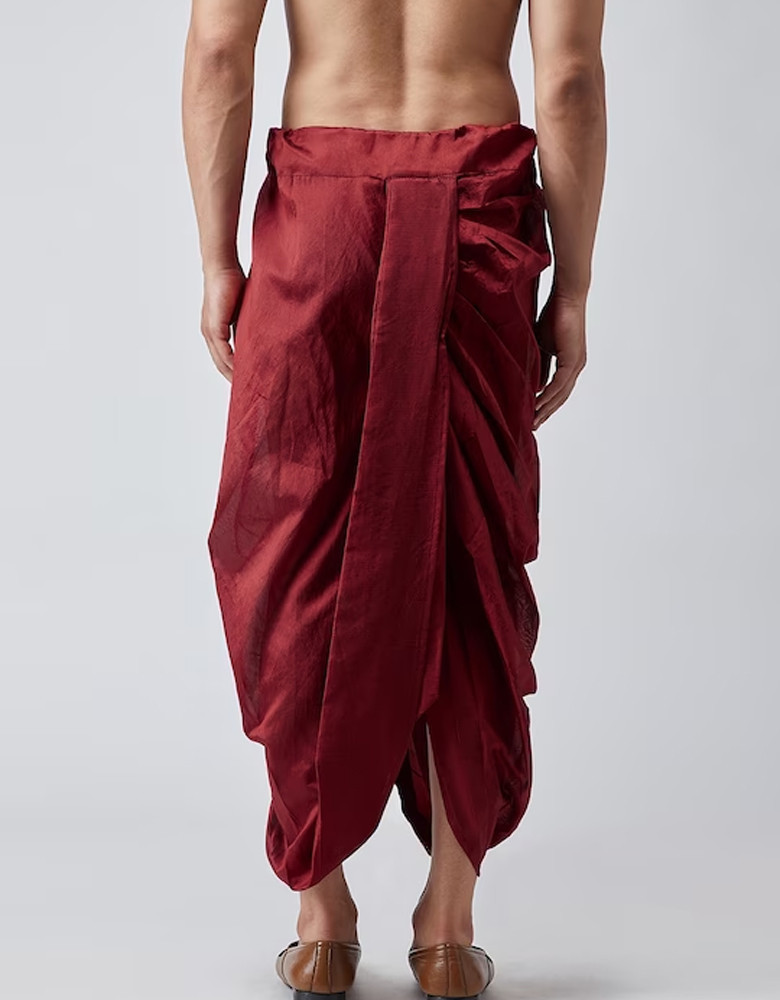 Men Maroon Dhoti Pants