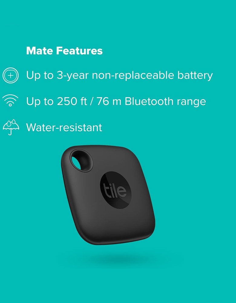 Tile Mate (2022) 1-Pack.Black. Bluetooth Tracker, Keys Finder and Item Locator for Keys, Bags and More; Up to 250 ft. Range. Water-Resistant. Phone Finder. iOS and Android Compatible.