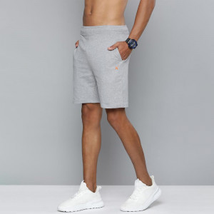 Men Grey Melange Solid Shorts