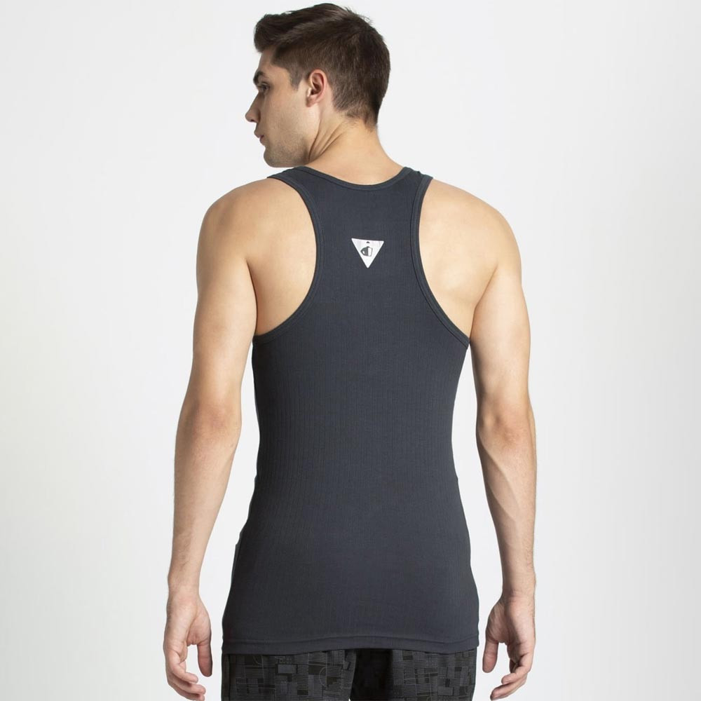 Men Super Combed Cotton Rib Racer Back Styling Round Neck Gym Vest