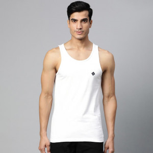 Men Black Solid Pure Cotton Innerwear Vest