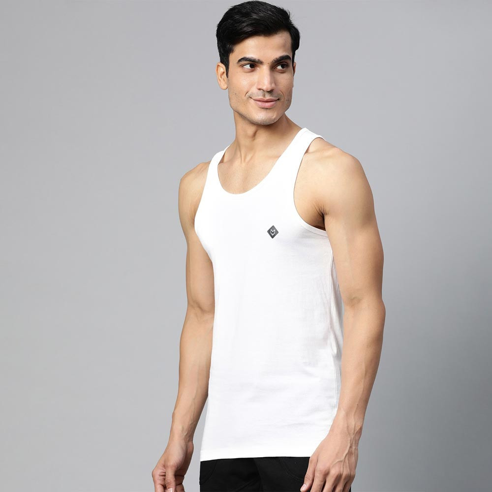 Men Black Solid Pure Cotton Innerwear Vest