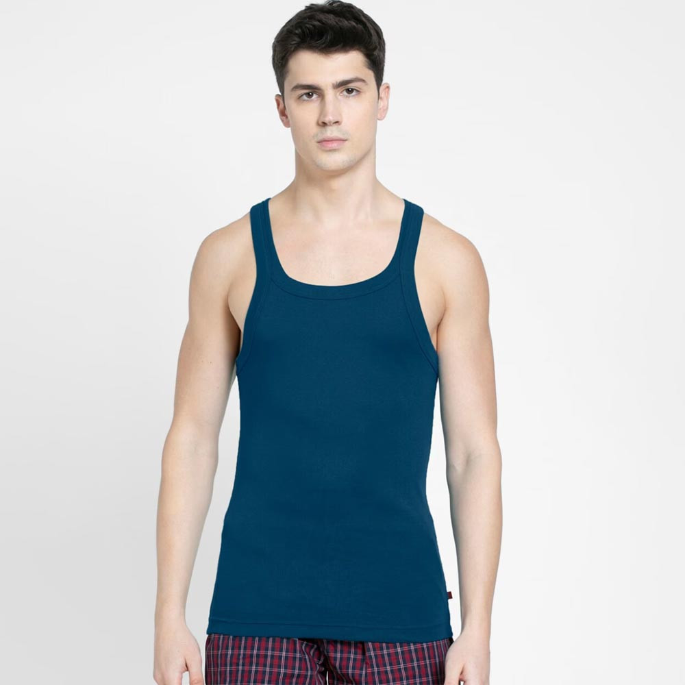 Super Combed Cotton Rib Square Neckline Gym Vest