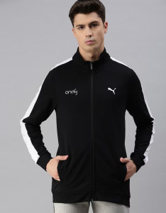 Men Black Full-Zip Sporty Jacket