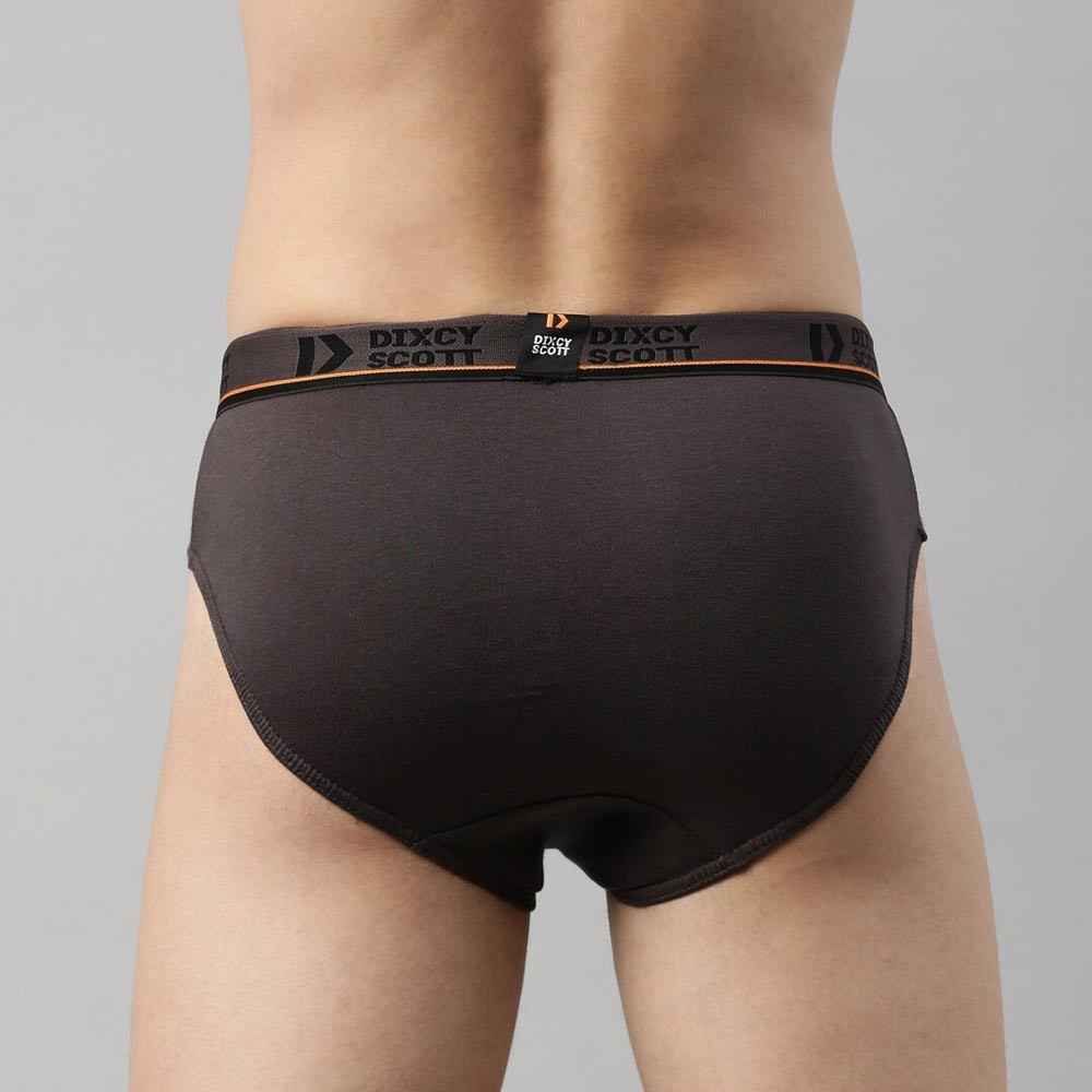 Men Pack Of 3 Grey & Brown Solid Cotton Basic Briefs