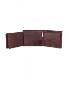 Men Maroon RFID Protected Genuine Leather Hand-Stitched Solid Two Fold Wallet