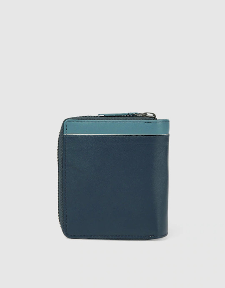 Men Teal Blue Zip Around Wallet