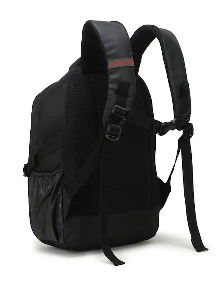 Black & White Typography Backpack with Compression Straps