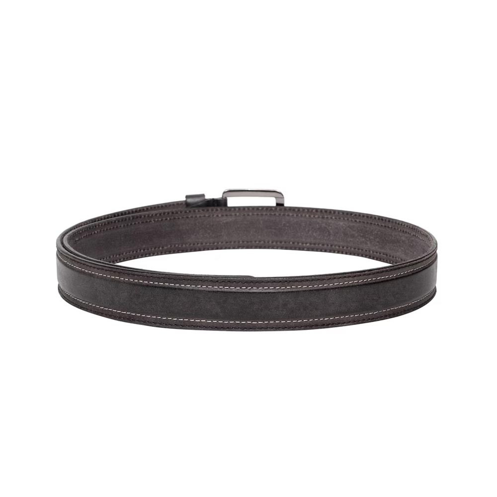 Men Black Solid Leather Belt