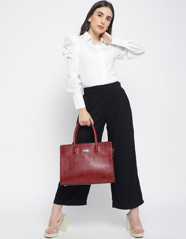 Maroon Structured Handheld Bag