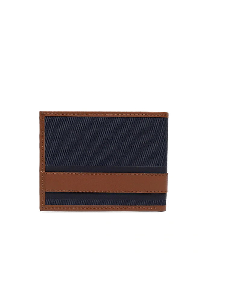 U S Polo Assn Men Navy Blue & Tan Leather Two Fold Wallet