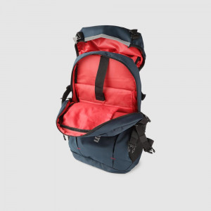 Unisex Navy blue Solid Backpack with USB Charging Port