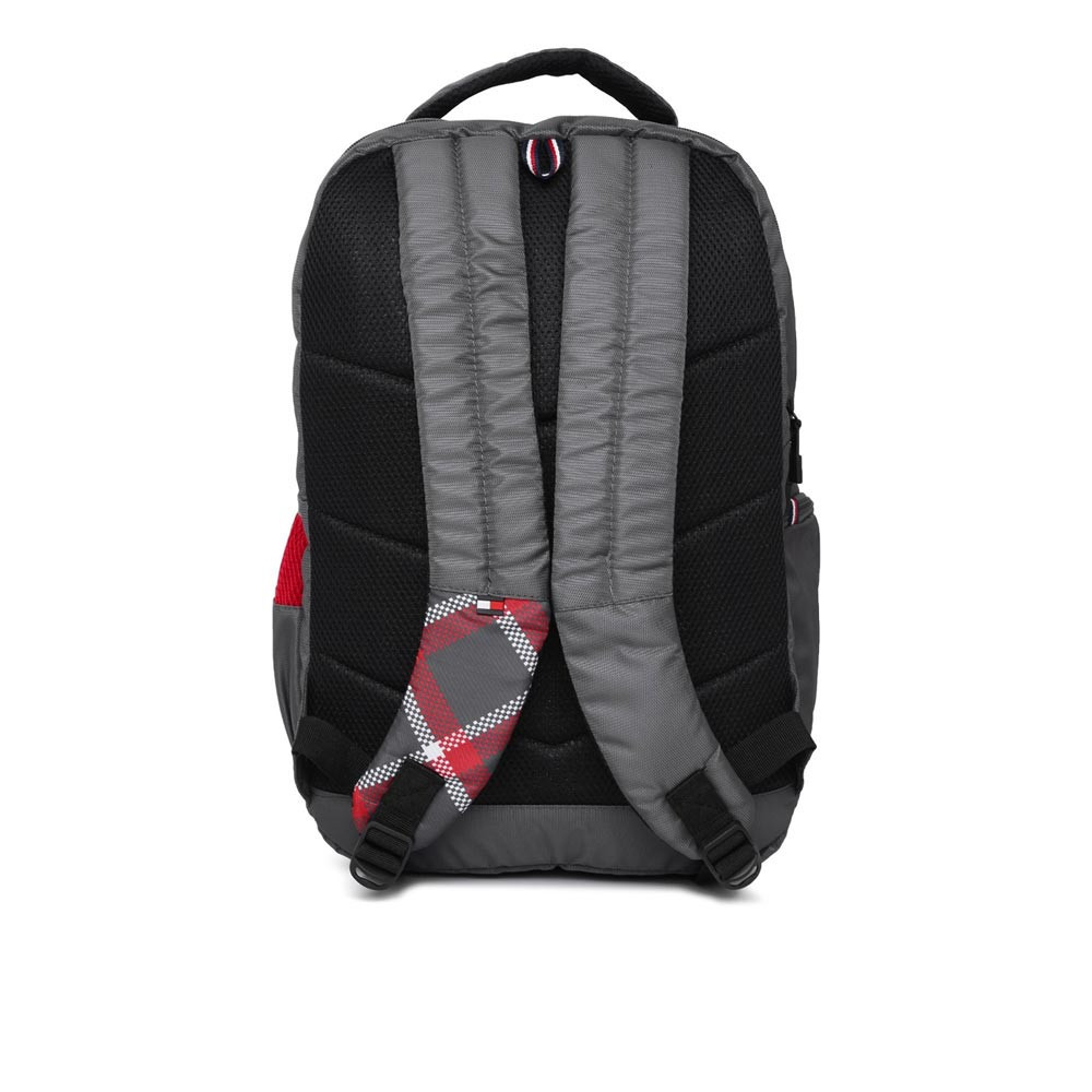 Unisex Grey & Red Geometric Backpack