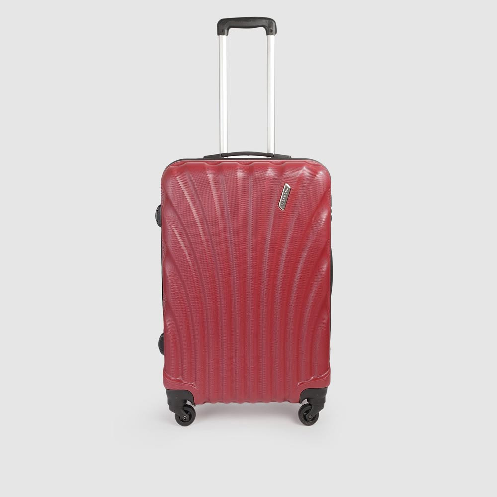 Red Textured Hard-Sided Medium Suitcase Trolley Bag