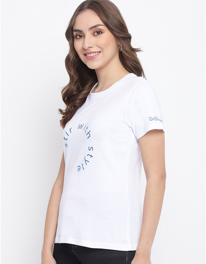 Women Typography Printed Cotton T-shirt