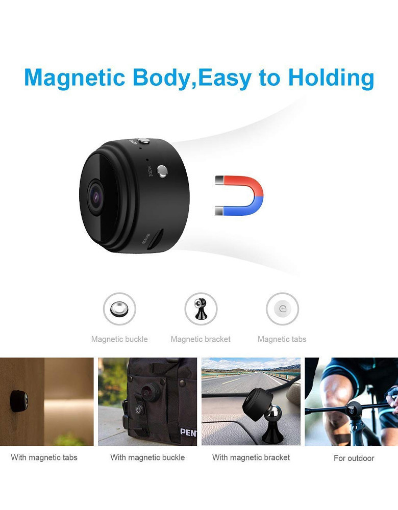 SIOVS Mini Wi-Fi Full HD 1080P Wireless Magnet Camera Motion Camera Audio Video Live Feed Wireless Recorded Night Vision Camera