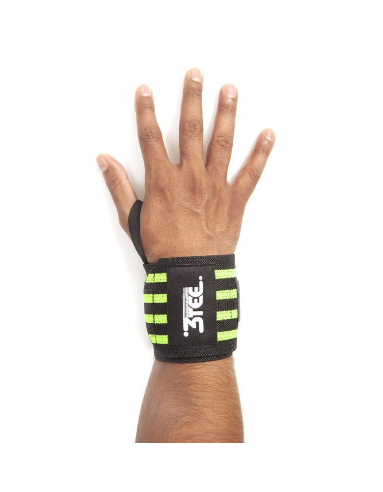 3TEE 2Line Wrist Supporter for Gym Wrist Band for Men Gym & Women with Thumb Loop Straps - Wrist Wrap Gym Accessories