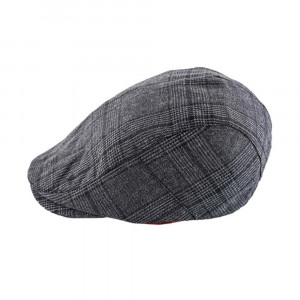 Men Grey & Black Checked Merchants Floppy Flat Cap