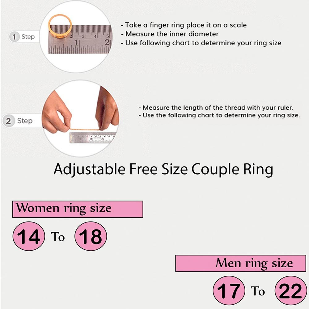 Set Of 2 Silver-Plated White CZ-Studded Couple Adjustable Finger Rings