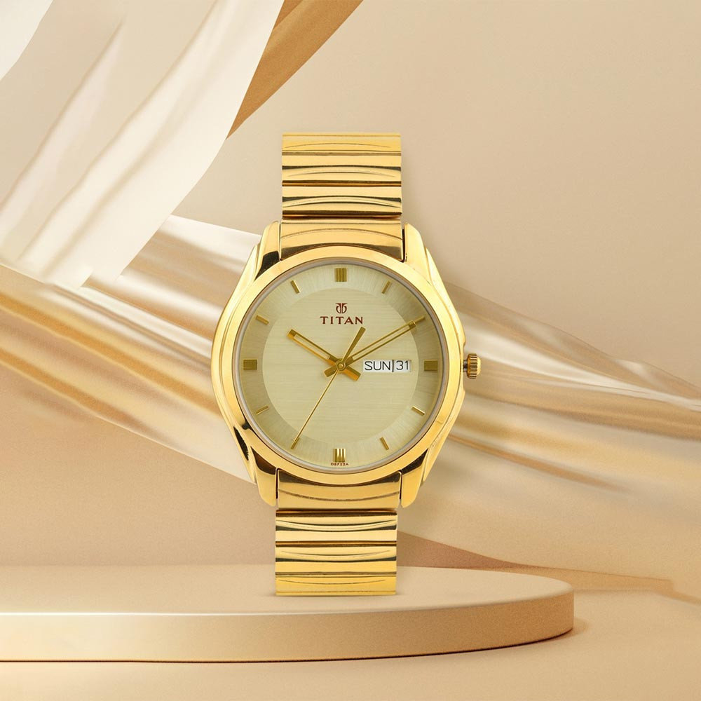 Men Gold-Toned Dial Watch