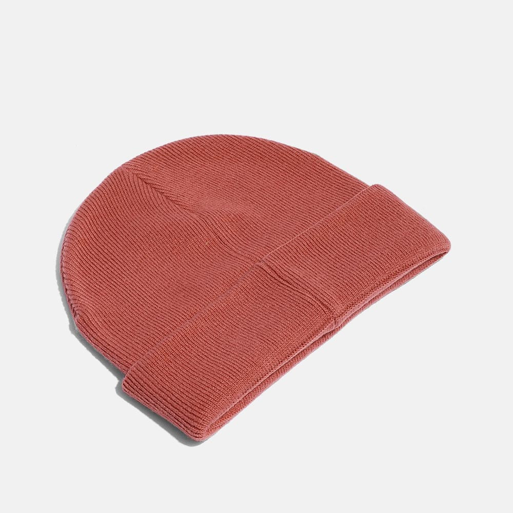 Unisex Peach-Coloured Solid Acrylic Beanie