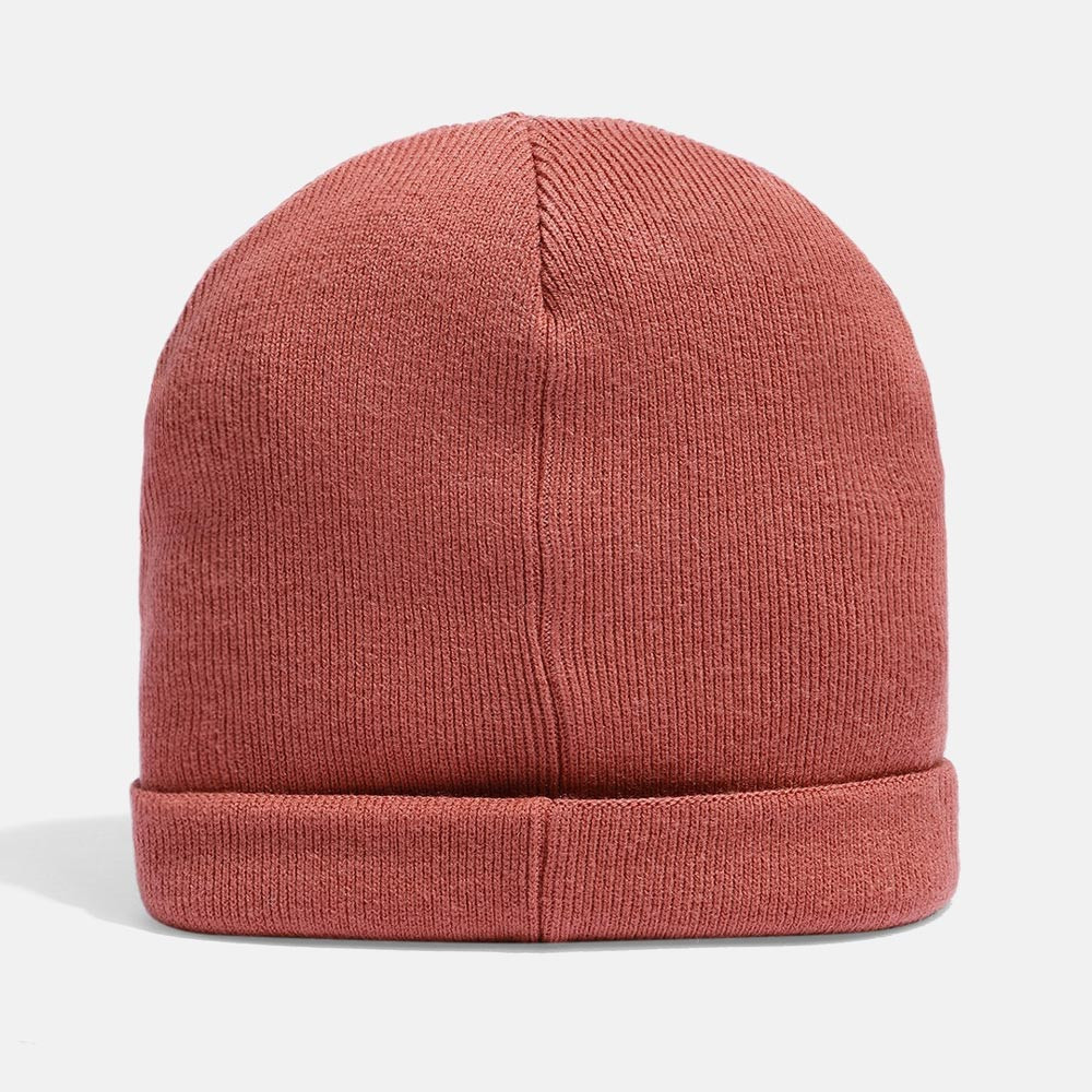 Unisex Peach-Coloured Solid Acrylic Beanie