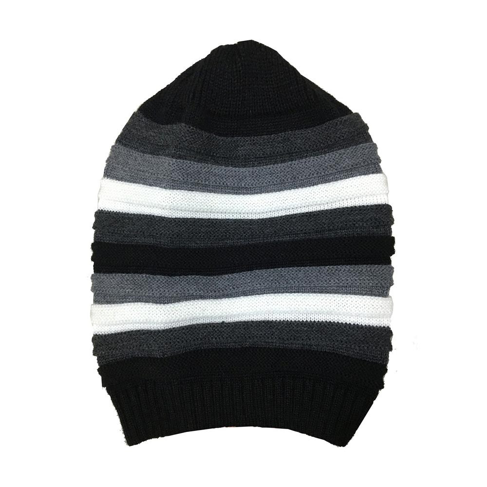 Unisex Grey & White Colourblocked Beanie