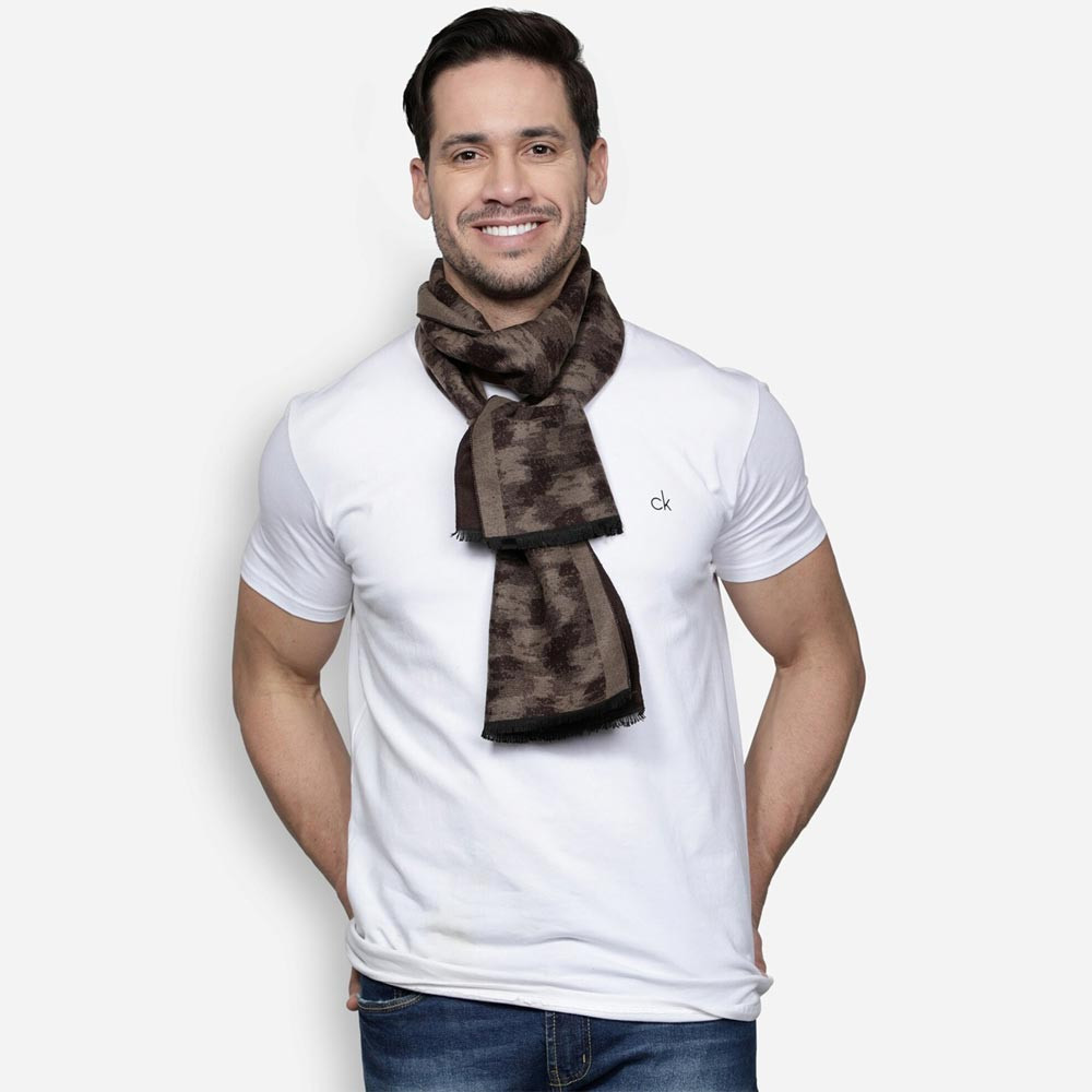 Men Brown Printed Muffler