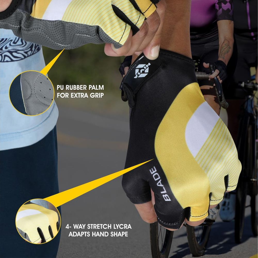 Unisex Yellow Printed Fitness Gloves