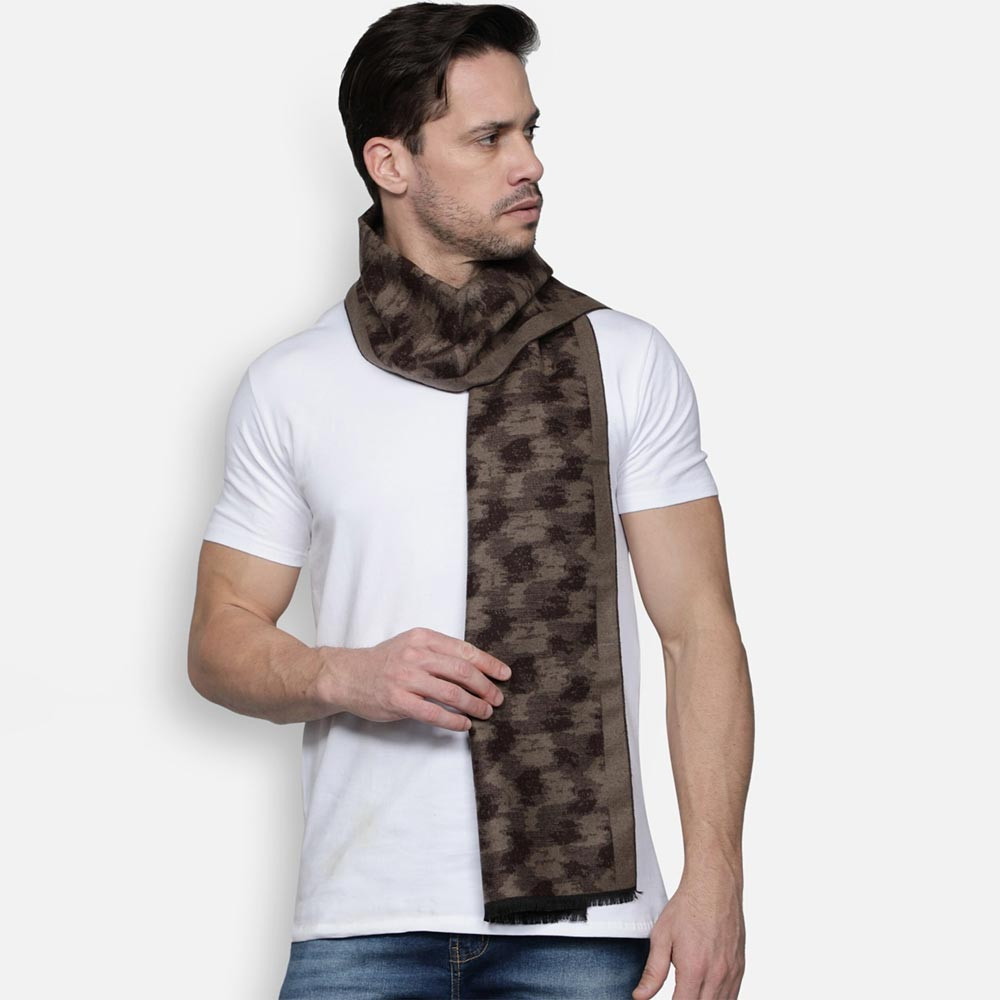 Men Brown Printed Muffler