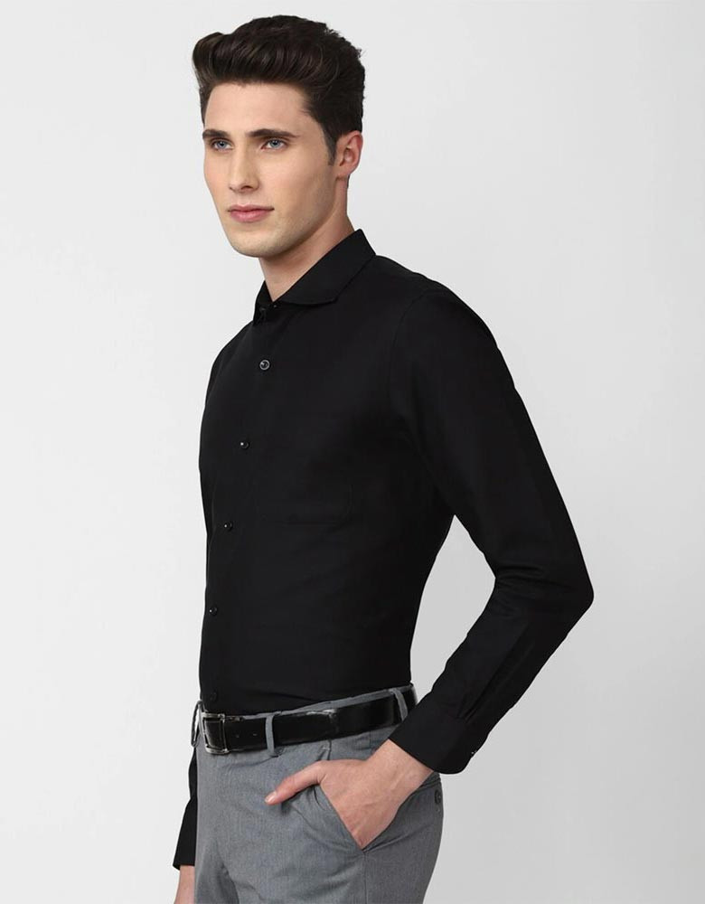 Men Black Slim Fit Cotton Formal Shirt