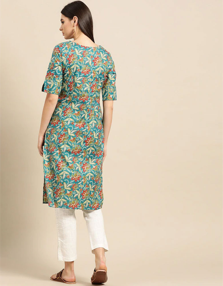 Women Ethnic Motifs Printed Straight Kurta