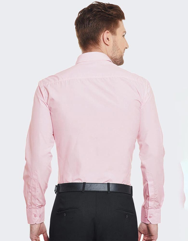 Men Pink Slim Fit Solid Formal Shirt