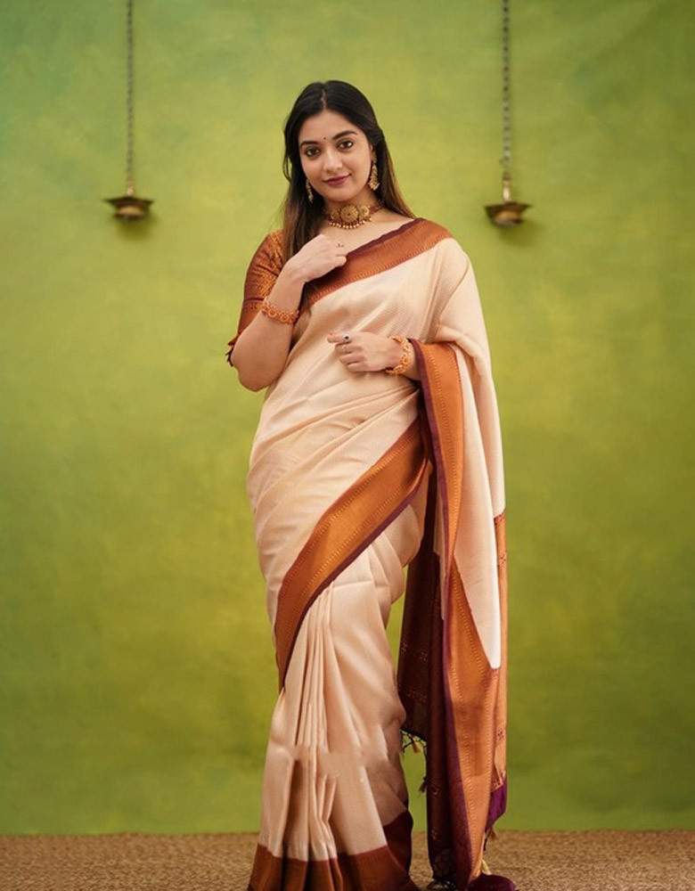 Geometric Woven Design Zari Pure Silk Kanjeevaram Saree