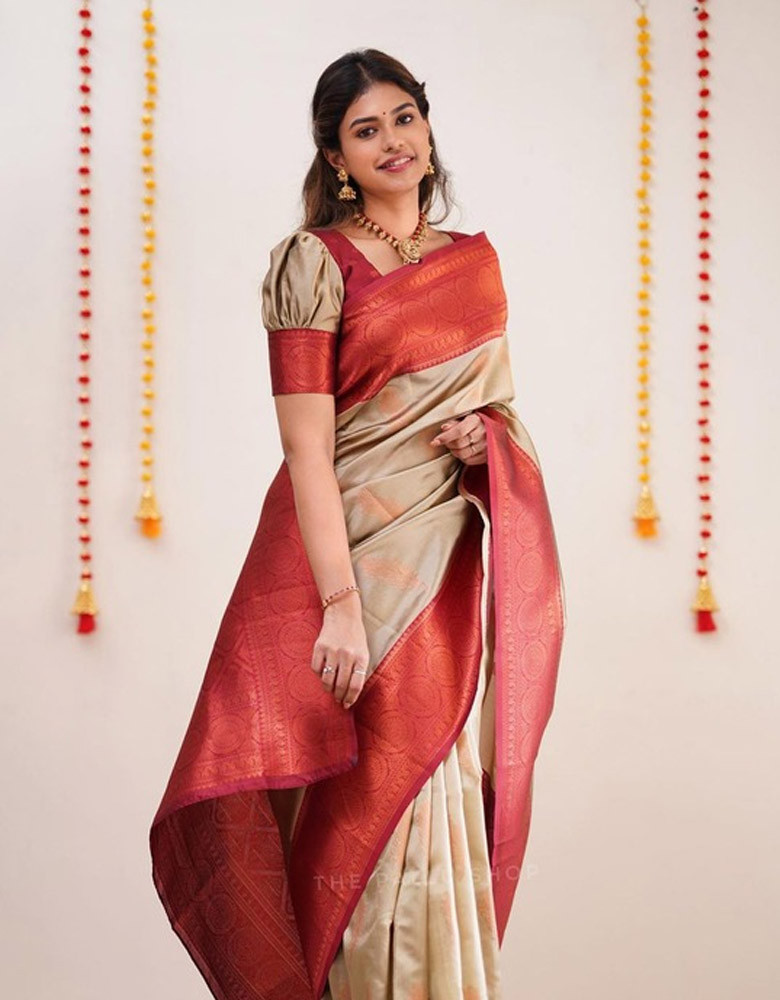 Woven Design Zari Pure Silk Kanjeevaram Saree