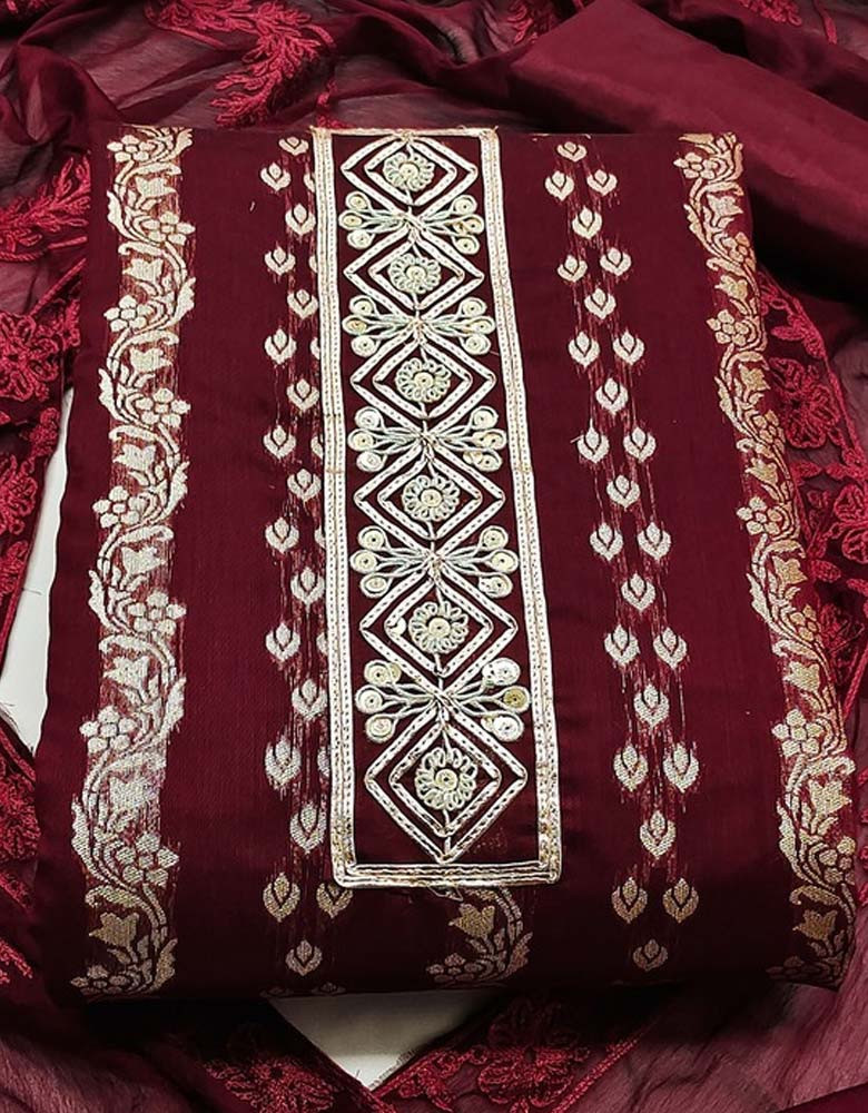 Woven Design Banarasi Unstitched Dress Material